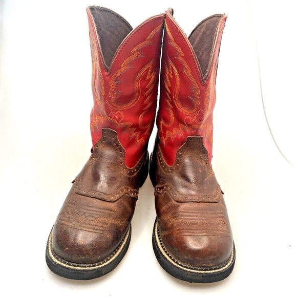 Justin Gypsy Red Cowboy Boots Women Size 10 1/2 B - Round Toe  - L9921 - Picture 3 of 16